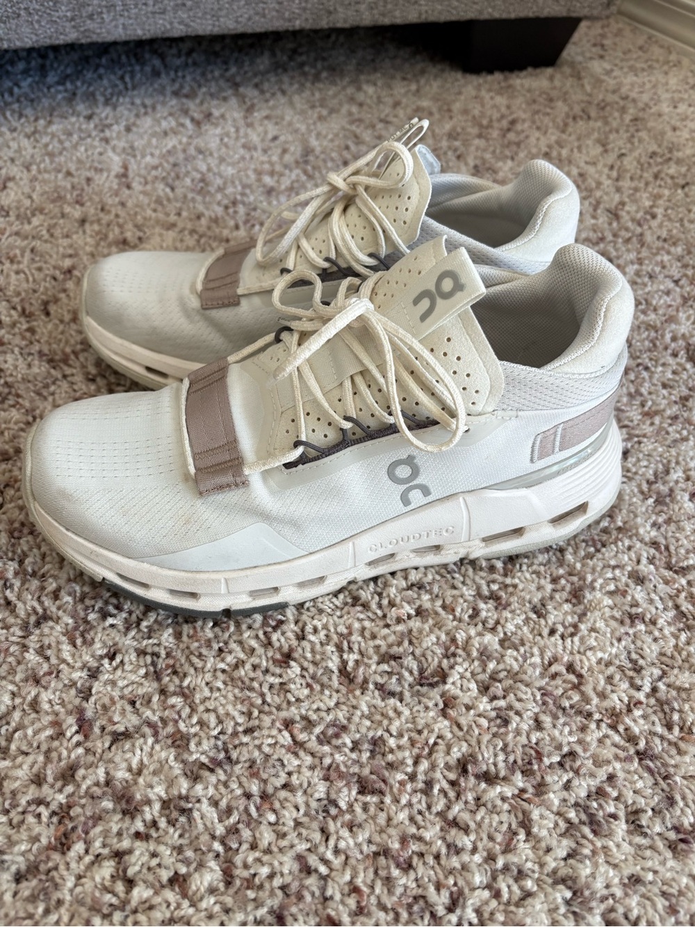 On Cloudnova Women's Athletic Sneakers in Off-White/Taupe